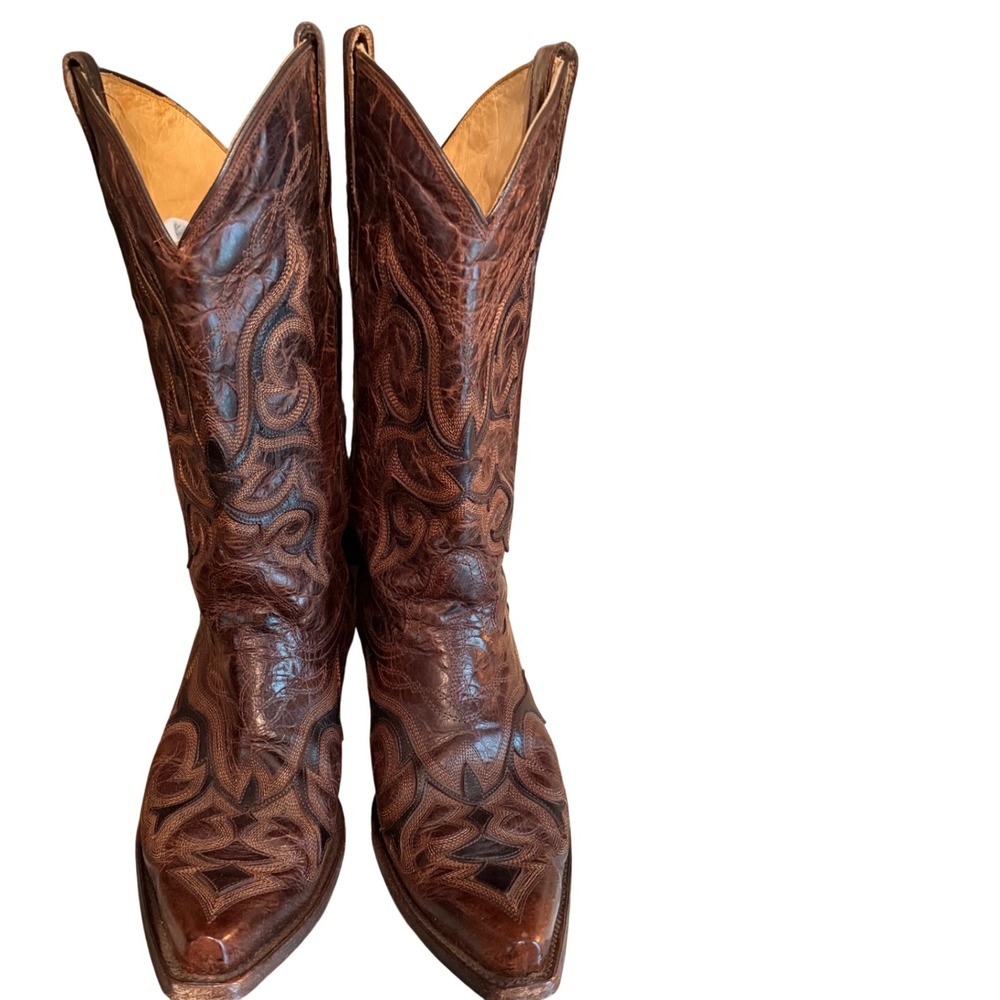 Corral Mens Brown Leather Embroidered Snip Toe Western Cowboy Boots 11D